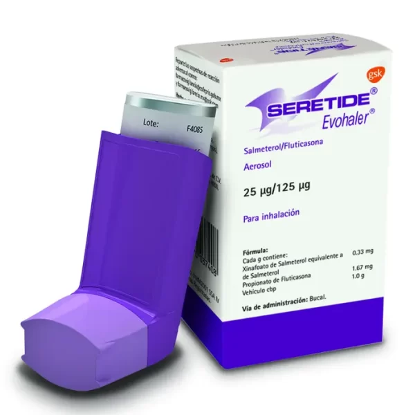 SERETIDE EVOHALER AEROSOL 25/125 MCG. CAJA C/FCO. PRES. C/12 G. (120 DOSIS)