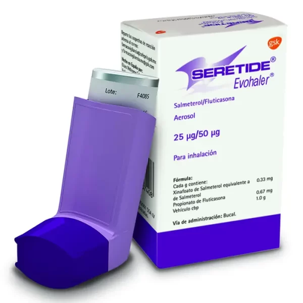 SERETIDE EVOHALER AEROSOL 25/50 MCG. CAJA C/FCO. PRES. C/12 G. (120 DOSIS)