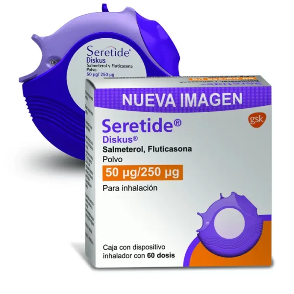SERETIDE DISKUS PVO. 50/250 MCG. CAJA C/DISP. INHALADOR C/60 DOSIS